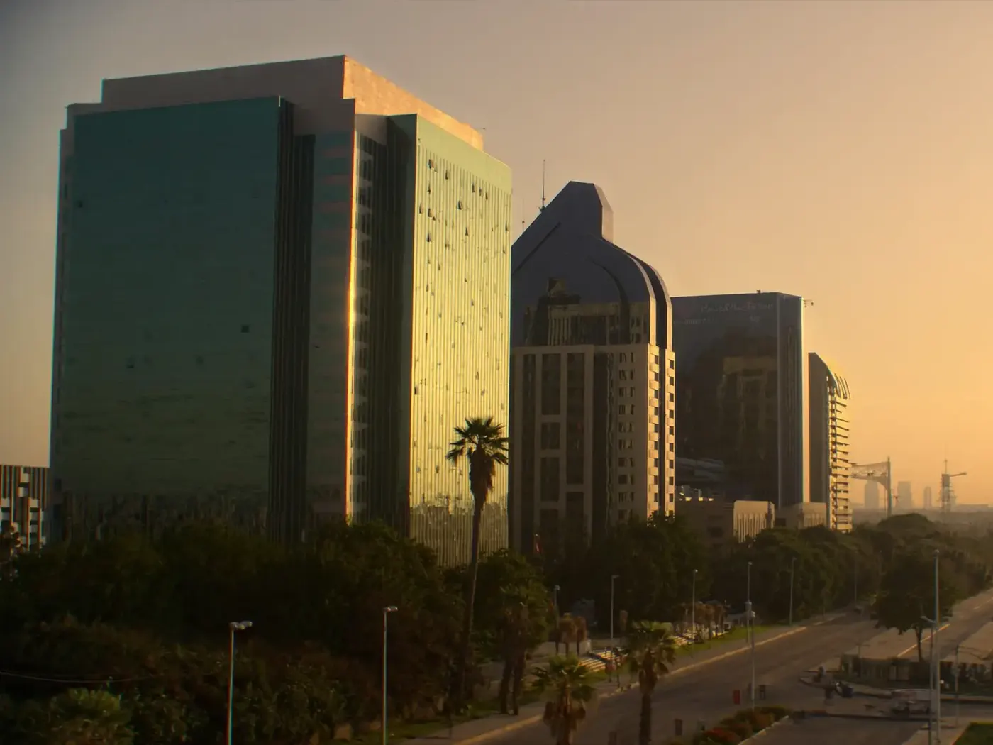 Office towers in Cairo at golden hour